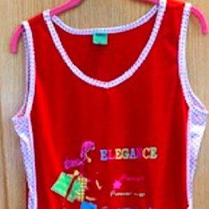 Dress Red Sleveless Print Elegance Cotton Blend Pullover Sz: M